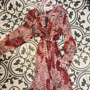 SPY Pink and Red Animal Print Long Sleeve Dress